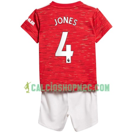 Manchester United Phil Jones 4 Bambino Maglia Prima 2020/2021 Manica Corta (+ Pantaloncini)